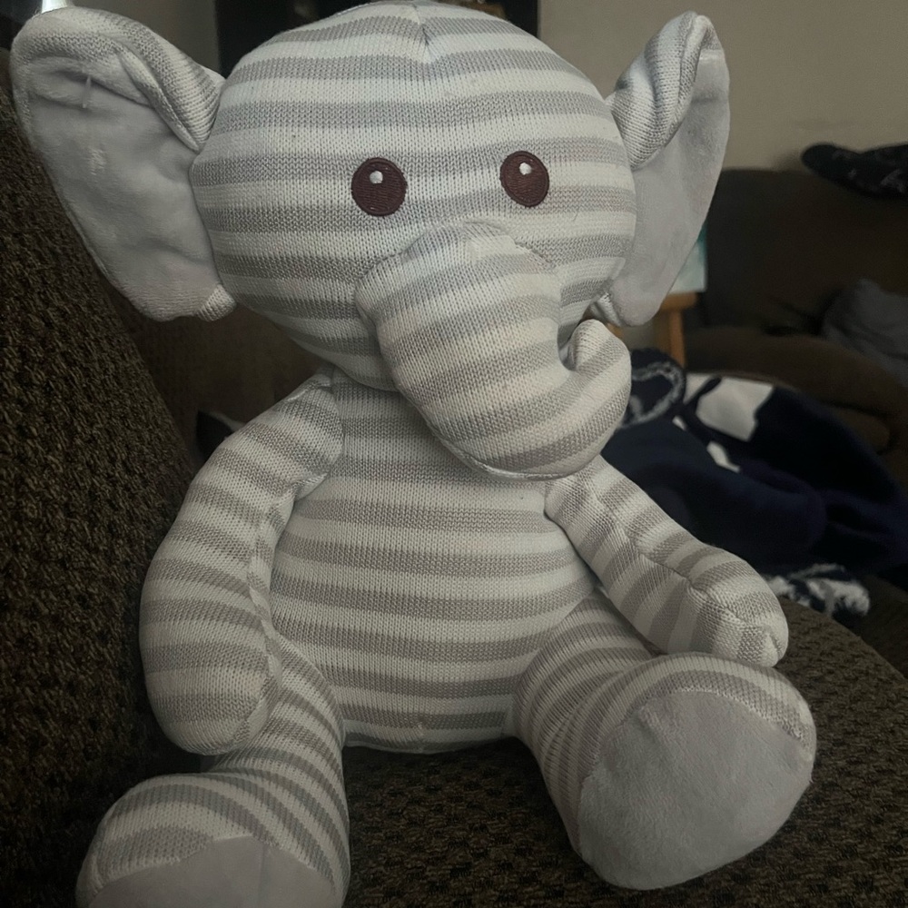 Goffa Gray & White Striped Stuffed Elephant Plush Toy